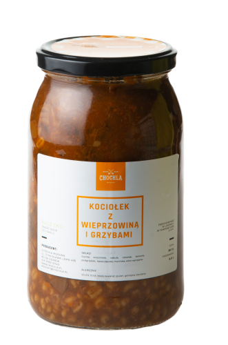kociołek z wieprzowiną i grzybami chochla