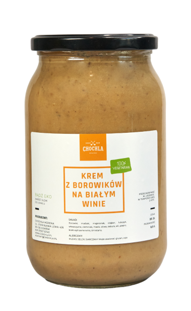 krem borowikowy na białym winie w słoiku zupa