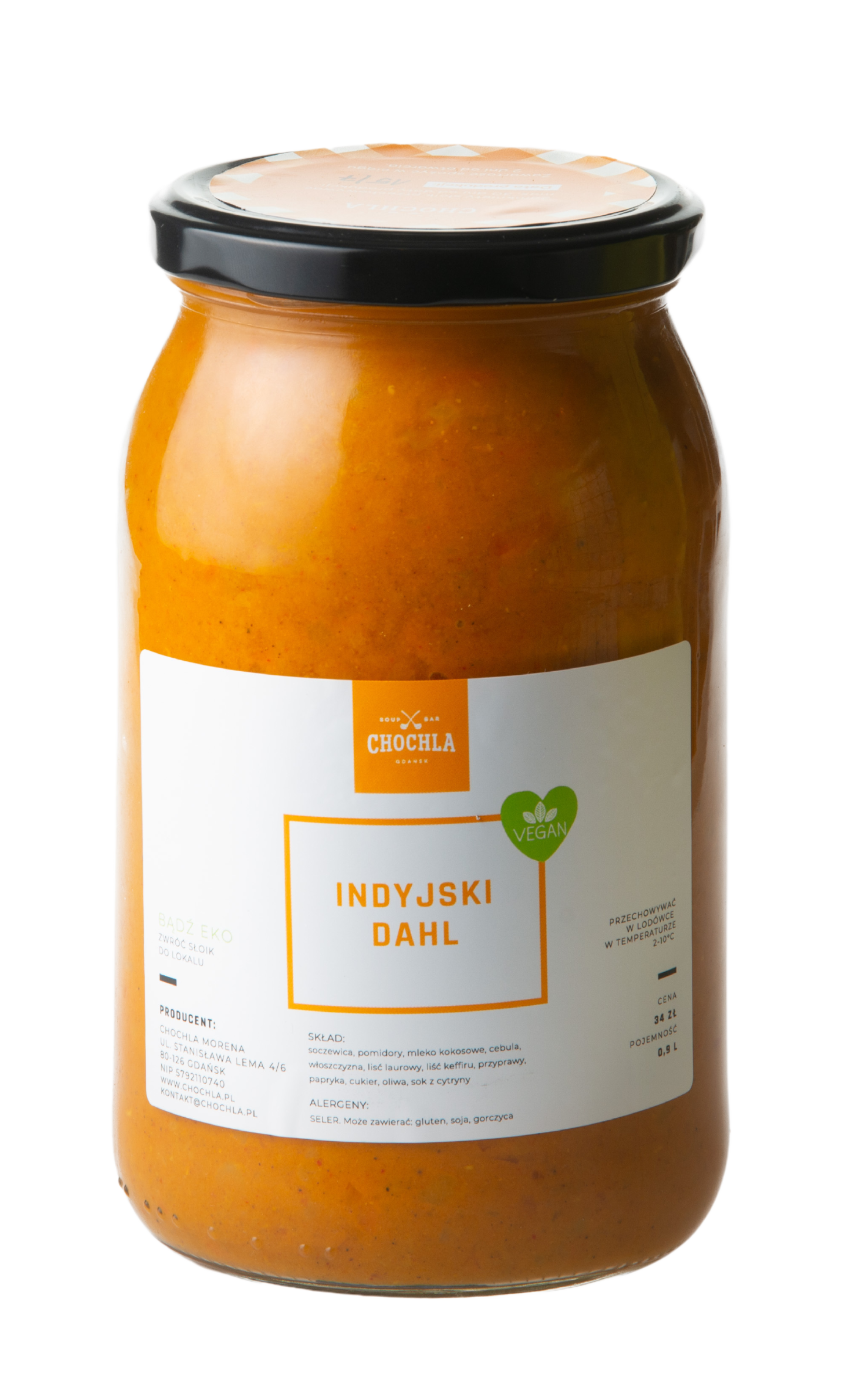 zupa indyjski dahl wegańska z soczewicą w słoiku mleczko kokosowe